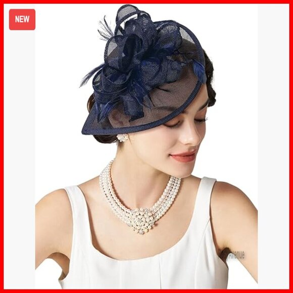 Accessories - Women's Fascinator Hat with Feathers and Veil for Derby Wedding Tea Party